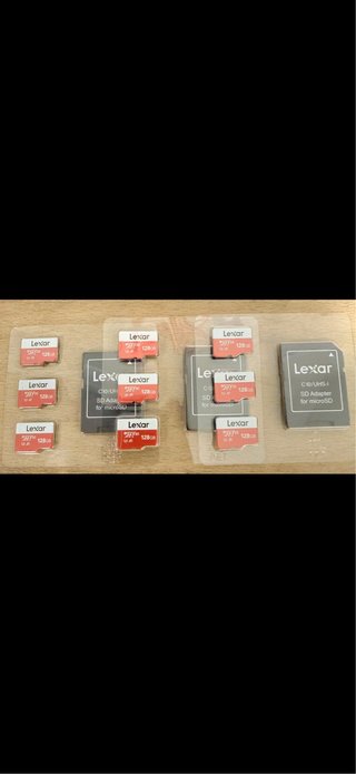9 Tarjetas Micro SD Lexar 128 GB + Adaptadores