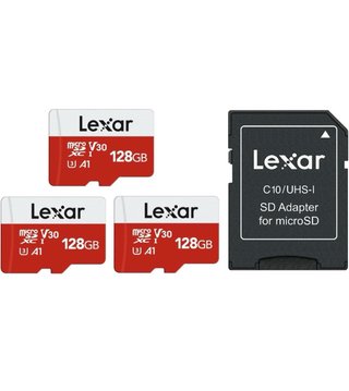 3 Tarjetas Micro SD Lexar 128 GB + Adaptadores