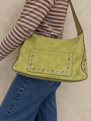 Bolso de Hombro Verde Oliva con Tachuelas