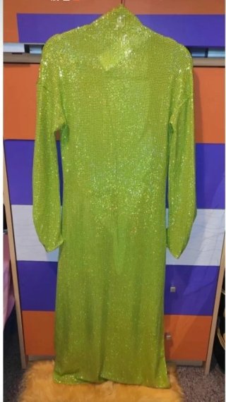 Vestido Lentejuelas Verde Lima Talla M