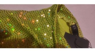 Vestido Lentejuelas Verde Lima Talla M