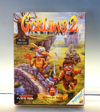 Videojuego PC caja grande: Gobliins 2: El Príncipe Bufón. Coktel Vision, 1992.