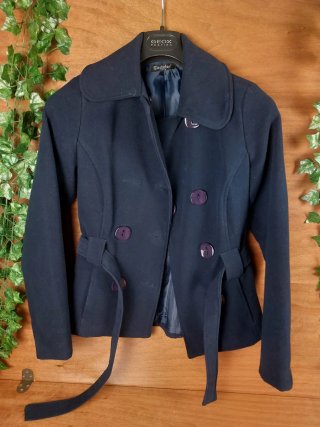 Caban blu scuro con ampi reverse Made in Italy