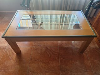 Mesa centro madera maciza y cristal
