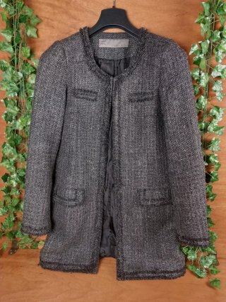 Zara Basic Cappotto Grigio Lana Laminato