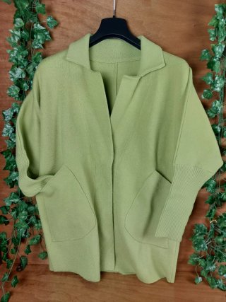 Cappotto Lungo Verde con Maniche a Coste