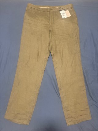Pantalón de Lino Verde Oliva Mango SLIM FIT