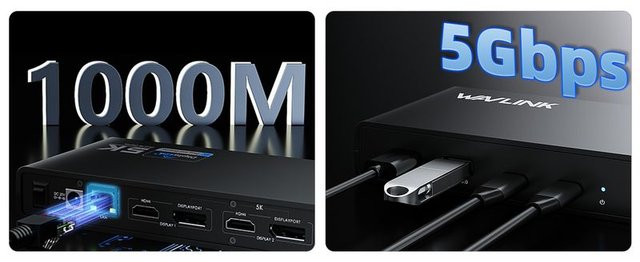 WAVLINK WL-UG69PD6 Estación acoplamiento HDMI DP