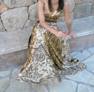 Vestido largo de fiesta estampado