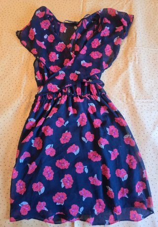 Vestido Zara Flores Azul y Rosa
