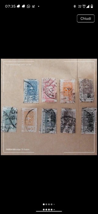 9 Francobolli Posta Pneumatica 1921
