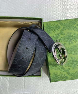 Cintura Gucci Nero e Argento GG