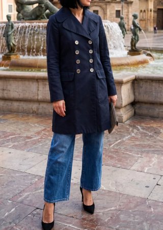 Gabardina Burberry Azul Marino