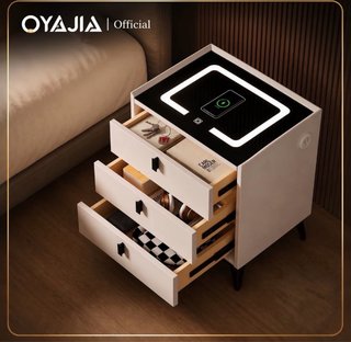 Mesita de Noche OYAJIA 3 Cajones LED