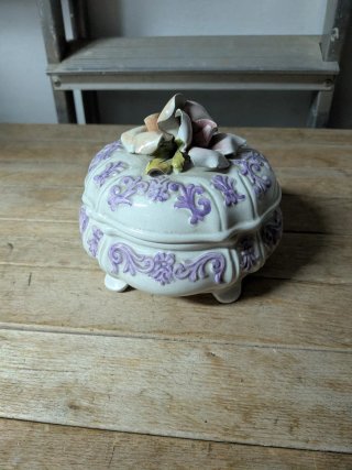 Scatola Portagioie Vintage Ceramica Rosa