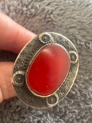 Anillo Vintage Étnico Rojo Plata
