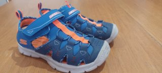 Sandalias Skechers niño azul y naranja