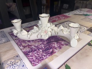 Portavelas de Porcelana con Flores