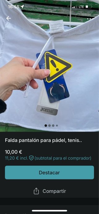 Falda pantalón deportiva Joma blanca