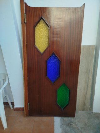 Puerta madera vitrales 50+ años