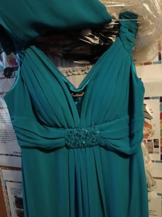 Vestido de fiesta Cautinel color verde azulado