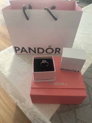 Anillo Pandora Corazón Rosa y Plata