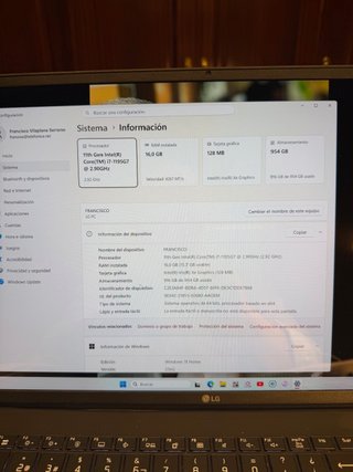 LG Portátil i7 16GB RAM 954GB SSD