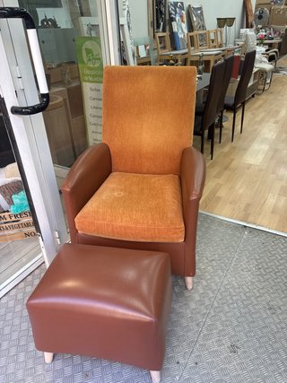 Sillón con Reposapiés Naranja y Marrón