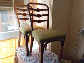 2 Sedie Vintage in Legno Imbottito Anni '50