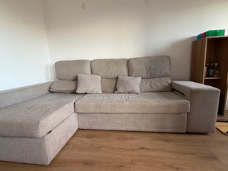 Sofá Chaise Longue Beige Tela