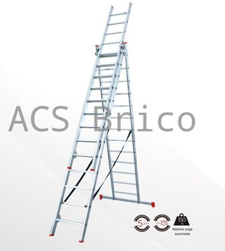Escalera Aluminio 3x11 - 3+3+3 M - 66x25mm