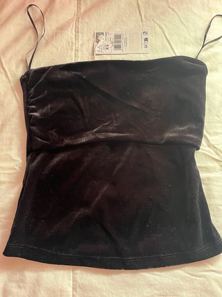 Mango Top Negro Velour Talla XS