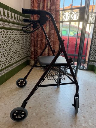 Andador con asiento y cesta
