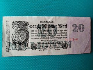 BILLETE DE ALEMANIA - 20000000 MARCOS DEL AÑO 1923