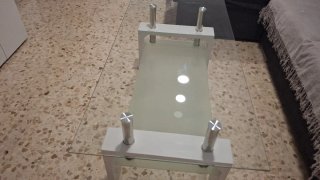 Mesa de Centro de Cristal y Madera Blanca