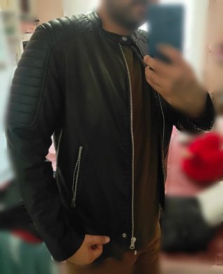 Chaqueta de cuero negra Pull & Bear