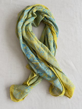 Pañuelo Vintage Estampado Azul Amarillo Verde