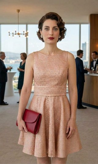 Vestido Rosa Estilo Vintage Años 50 Talla S
