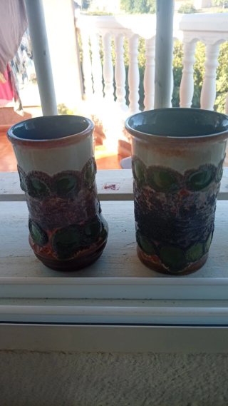 2 vasi vintage Strehl in vetro fat lava verde