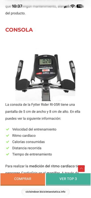 Bicicleta de Spinning Fytter RI-05R