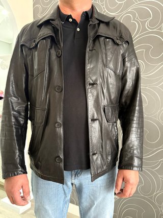 Chaqueta Safari Piel Natural Caballero Negra