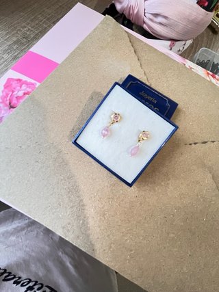 Pendientes Joyería Flor Rosa y Perla Rosa