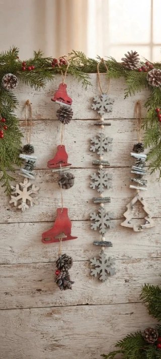 Confezione di decorazioni natalizie in legno da appendere