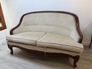 Divano vintage 2 posti in tessuto e legno