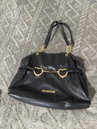 Bolso Love Moschino Negro Corazones Dorados