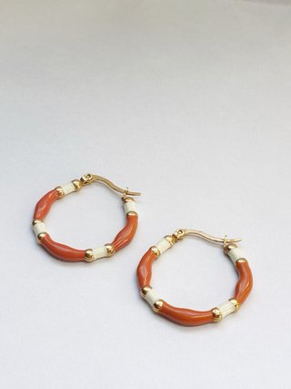 Pendientes Aro Naranja y Dorado