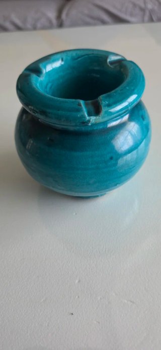 Cenicero Cerámica Azul Verdoso