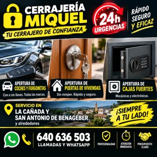 Cerrajero 24 Horas Urgente La Cañada y San Antonio