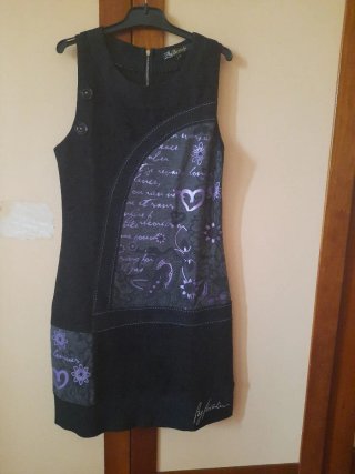 Vestido Koroski Negro Morado Talla M