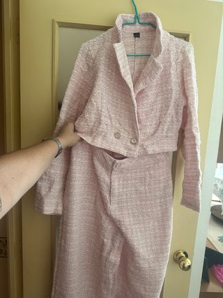 Traje Modely rosa chaqueta y pantalón L